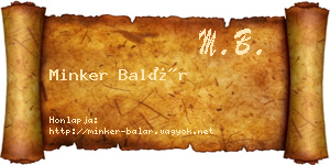 Minker Balár névjegykártya